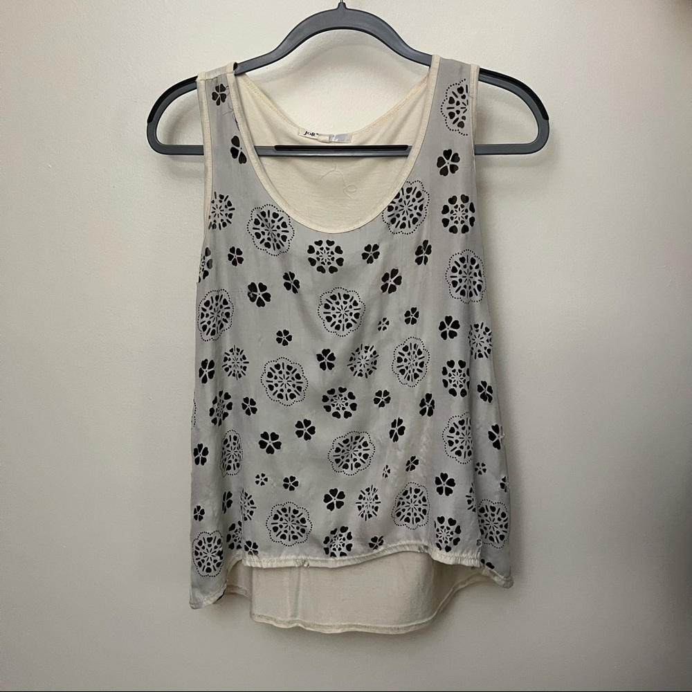 White Flowered Tank Top